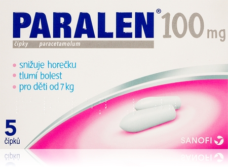 Paralen 100 mg Děti čípky ke snížení horečky a tlumení bolesti