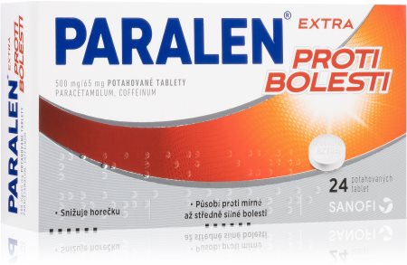 Paralen Extra 500mg/65mg potahované tablety ke snížení horečky a tlumení bolesti