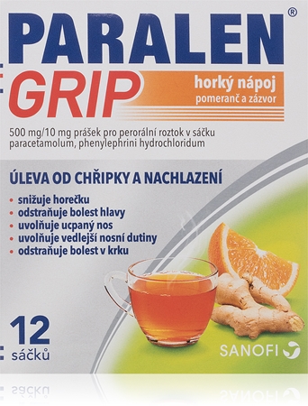 Paralen Grip Pomeranč a zázvor 500 mg/10 mg perorální roztok při chřipce a nachlazení