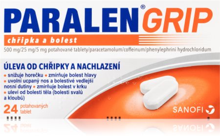 Paralen Grip 500mg/25mg/5mg potahované tablety při chřipce a nachlazení