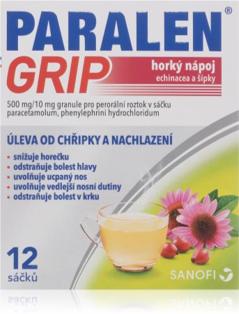 Paralen Grip Echinacea A Šípky 500mg/10mg perorální roztok při chřipce a nachlazení