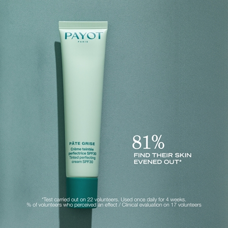 Payot Pâte Grise Crème Teintée Perfectrice SPF30 odos atspalvį vienodinanti korekcinė priemonė su atspalviu odai, pasižyminčiai netobulumais ir hiperpigmentacija SPF 30