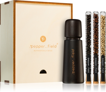 .pepper..field Glasröhrchenset mit Kampot-Pffefer mit der skandinavische Pfeffermühle Geschenkset in Schachtel