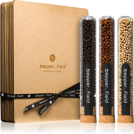 .pepper..field Glasröhrchenset mit Kampot-Pffefer in einer Geschenkbox Geschenkset in Schachtel