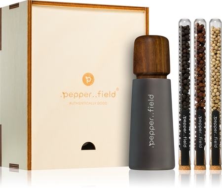 .pepper..field Glasröhrchenset mit Kampot-Pffefer mit der skandinavische Pfeffermühle Geschenkset in Schachtel