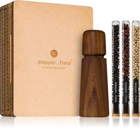 .pepper..field Glasröhrchenset mit Kampot-Pffefer mit der skandinavische Pfeffermühle Geschenkset in Schachtel