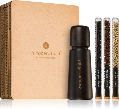 .pepper..field Ensemble de tubes à essai pour poivre de Kampot moulin scandinave coffret cadeau dans une boîte Black