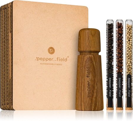 .pepper..field Glasröhrchenset mit Kampot-Pffefer mit der skandinavische Pfeffermühle Geschenkset in Schachtel