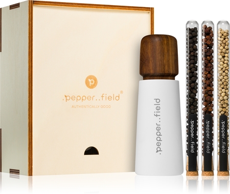 .pepper..field Glasröhrchenset mit Kampot-Pffefer mit der skandinavische Pfeffermühle Geschenkset in Schachtel