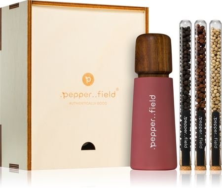 .pepper..field Sada zkumavek s Kampotským pepřem se skandinávským mlýnkem dárková sada v krabičce
