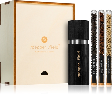 .pepper..field Glasröhrchenset mit Kampot-Pffefer mit der Pfeffermühle Geschenkset in Schachtel