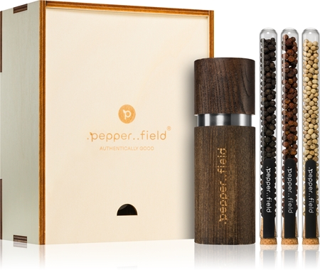 .pepper..field Glasröhrchenset mit Kampot-Pffefer mit der Pfeffermühle Geschenkset in Schachtel