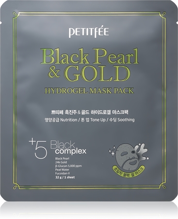 Petitfée Black Pearl & Gold Intensiv hydrogelmaske Med 24 karat guld