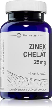 Pharma Activ Zinok Chelát 25 mg kapsuly na podporu imunitného systému, pre krásne vlasy, nechty, pleť a normálny stav zubov