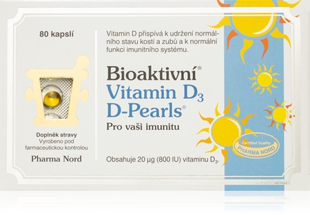 Pharma Nord Bioaktivní Vitamin D3 D-Pearls tobolky pro podporu imunitního systému a normální stav zubů