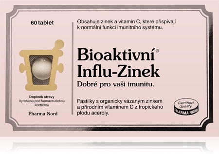 Pharma Nord Bioaktivní Influ-Zinek tablety pro podporu imunitního systému, krásné vlasy, nehty, pleť a normální stav zubů