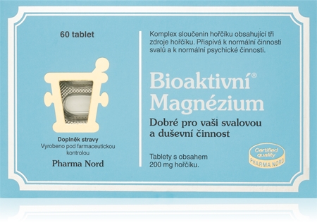 Pharma Nord Bioaktivní Magnezium tablety na podporu normálnej činnosti nervovej sústavy, svalov, zubov a zníženie únavy