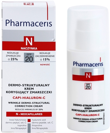 Pharmaceris N-Neocapillaries Capi-Hyaluron-C Anti-rynkecreme som gendanner densiteten i huden til sensitiv, rødpigmenteret hud
