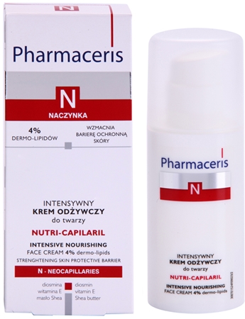 Pharmaceris N-Neocapillaries Nutri-Capilaril výživný zklidňující krém pro citlivou pleť se sklonem ke zčervenání s bambuckým máslem