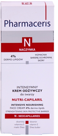 Pharmaceris N-Neocapillaries Nutri-Capilaril výživný zklidňující krém pro citlivou pleť se sklonem ke zčervenání s bambuckým máslem