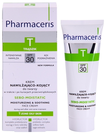 Pharmaceris T-Zone Oily Skin Sebo-Moistatic crema calmanta si hidratanta pentru piele uscata si iritata in urma tratamentului antiacneic