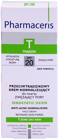 Pharmaceris T-Zone Oily Skin Sebostatic Day krem zwężający pory na dzień do skóry z problemami