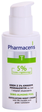 Pharmaceris T-Zone Oily Skin Sebo-Almond Peel crema de noapte pentru curatare si regenerativa pentru uniformizarea culorii pielii