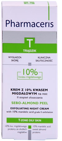 Pharmaceris T-Zone Oily Skin Sebo-Almond Peel Nachtcreme zur Regulation und Reinigung zur Erneuerung der Hautoberfläche