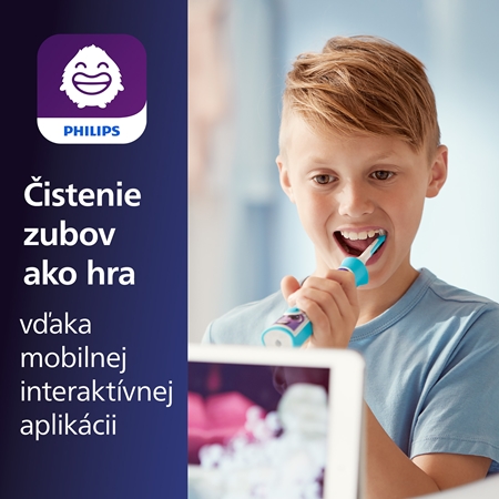 Philips Sonicare For Kids HX6322/04 sonická elektrická zubná kefka pre deti prepojená s pripojením Bluetooth