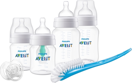 Philips Avent Set Regalo Neonati SCD838/11 – 4 Biberon (2x125 Ml + 2x260 Ml) Con Tettarella Natural Response, Ciuccio Ultra Soft E Spazzola, 0-12 Mesi, Senza BPA