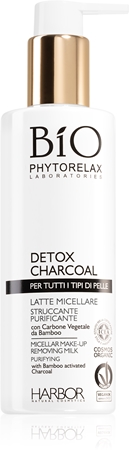 Phytorelax Laboratories Bio Detox Charcoal мицеларно мляко за премахване на грим с активен въглен