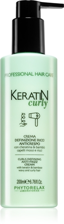 Phytorelax Laboratories Keratin Curly krém na kudrnaté vlasy proti krepatění