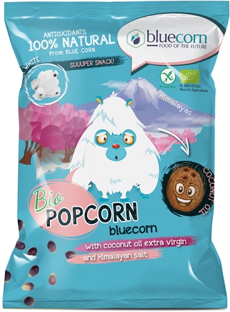 Popcrop Air Popped Popcorn from Blue Corn with Coconut Oil & Salt BIO popcorn z modré kukuřice se solí a kokosovým olejem