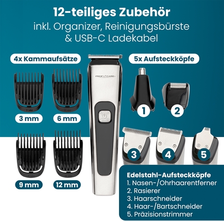 ProfiCare HSM/R 3143 Multifunktionstrimmer für die Haare, den Bart und den Körper
