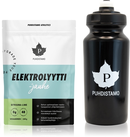 Puhdistamo Electrolyte Powder + láhev sportovní nápoj s elektrolyty příchuť Lemon lime