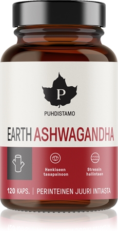 Puhdistamo Earth Ashwagandha kapsle pro podporu duševní rovnováhy