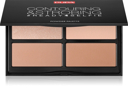 PUPA Milano #READY4SELFIE Contouring & Strobing kontūravimo priemonių paletė su švytėjimo suteikiančia priemone