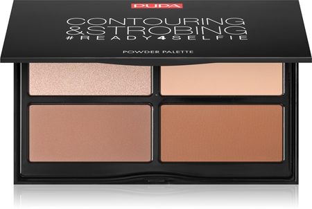 PUPA Milano #READY4SELFIE Contouring & Strobing kontūravimo priemonių paletė su švytėjimo suteikiančia priemone