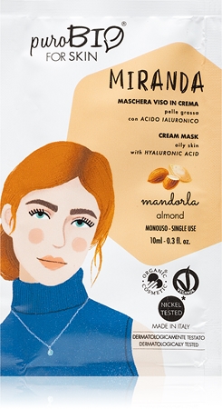 puroBIO Cosmetics Miranda Almond maseczka oczyszczająca z kwasem hialuronowym