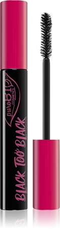 puroBIO Cosmetics Black too Black objemová a ošetrujúca riasenka
