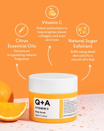 Q+A Vitamin C gommage corps éclat