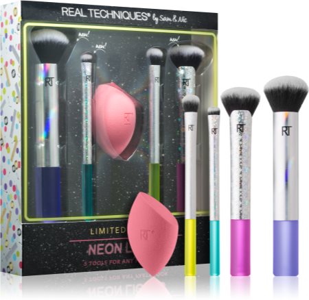 Real techniques neon lights deals makeup brush gift set