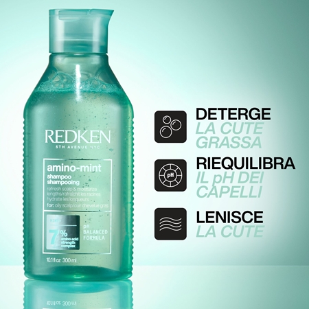 Redken Amino Mint shampoo detergente delicato per capelli che si ungono rapidamente