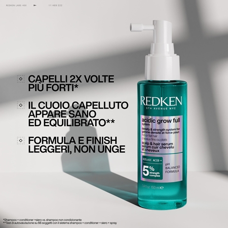 Redken Acidic Grow Full System Scalp and hair serum siero idratante per capelli delicati e mosci