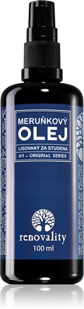 Renovality Original Series Meruňkový olej marhuľový olej lisovaný za studena pre všetky typy pleti vrátane citlivej