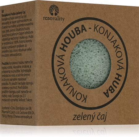 Renovality Konjaková houba zelený čaj čisticí houbička pro normální až smíšenou pleť