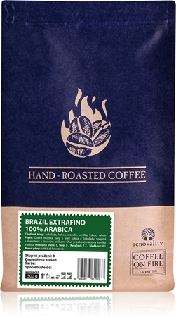 Renovality Coffee on fire Brazil Extrafino, 100% Arabica pražená zrnková káva