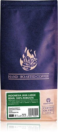 Renovality Coffee on fire Indonesia Java Large Bean, 100% Robusta pražená zrnková káva