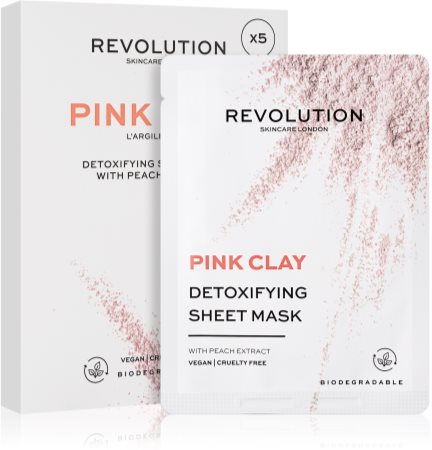 Revolution Skincare Pink Clay ensemble de masque en tissu