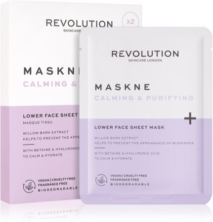 Revolution Skincare Maskcare Maskne Calming & Purifying máscara profundamente regeneradora para pele sensível e irritada